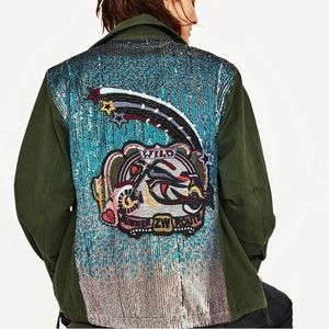 Zara embellished utility jacket